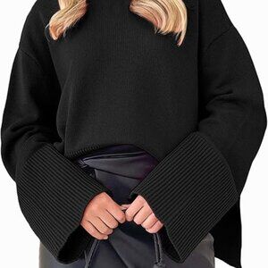 NWOT Black Crew Neck Sweater w/ Side Slits size XLarge